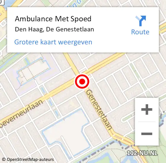 Locatie op kaart van de 112 melding: Ambulance Met Spoed Naar Den Haag, De Genestetlaan op 24 juni 2017 09:52