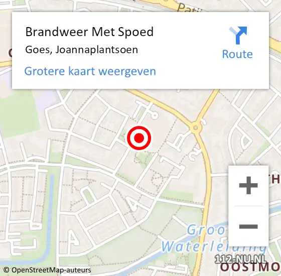 Locatie op kaart van de 112 melding: Brandweer Met Spoed Naar Goes, Joannaplantsoen op 24 juni 2017 10:13