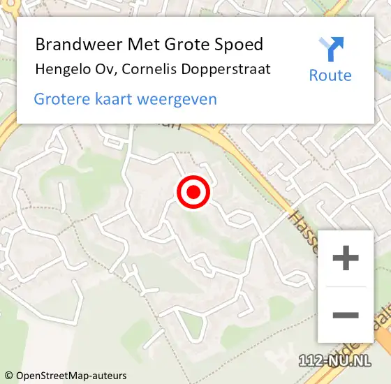 Locatie op kaart van de 112 melding: Brandweer Met Grote Spoed Naar Hengelo Ov, Cornelis Dopperstraat op 24 juni 2017 10:27