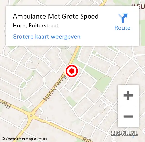 Locatie op kaart van de 112 melding: Ambulance Met Grote Spoed Naar Horn, Ruiterstraat op 24 juni 2017 10:40