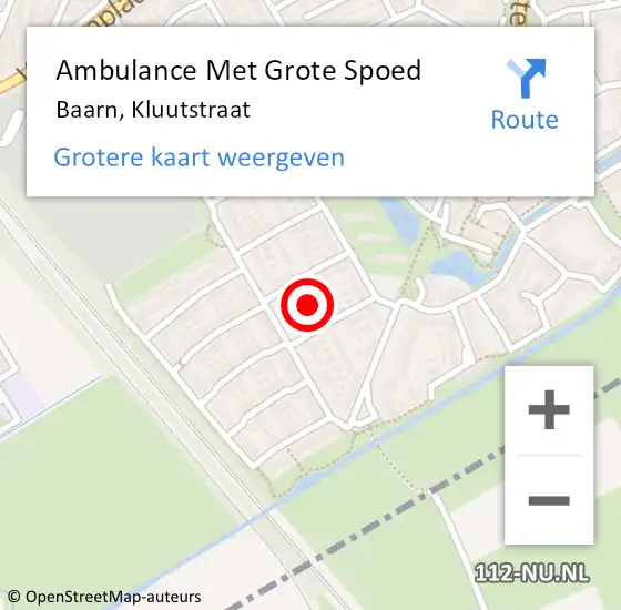 Locatie op kaart van de 112 melding: Ambulance Met Grote Spoed Naar Baarn, Kluutstraat op 24 juni 2017 10:41