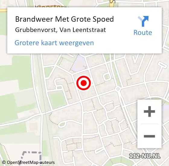 Locatie op kaart van de 112 melding: Brandweer Met Grote Spoed Naar Grubbenvorst, Van Leentstraat op 24 juni 2017 10:55