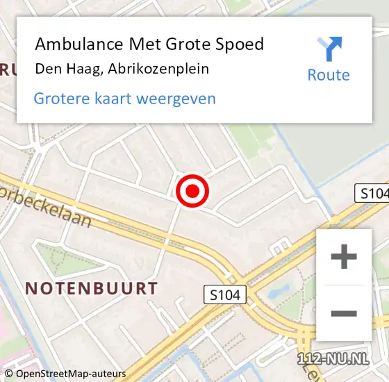 Locatie op kaart van de 112 melding: Ambulance Met Grote Spoed Naar Den Haag, Abrikozenplein op 24 juni 2017 11:02