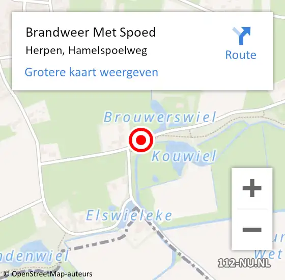 Locatie op kaart van de 112 melding: Brandweer Met Spoed Naar Herpen, Hamelspoelweg op 24 juni 2017 11:13