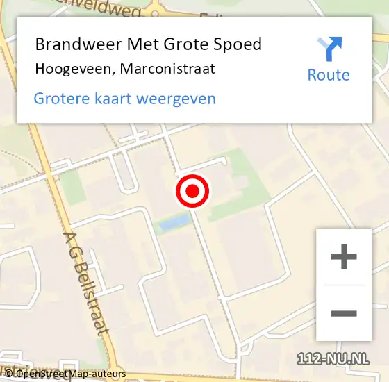 Locatie op kaart van de 112 melding: Brandweer Met Grote Spoed Naar Hoogeveen, Marconistraat op 24 juni 2017 11:31