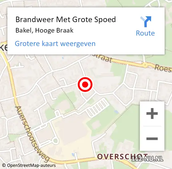 Locatie op kaart van de 112 melding: Brandweer Met Grote Spoed Naar Bakel, Hooge Braak op 24 juni 2017 11:42