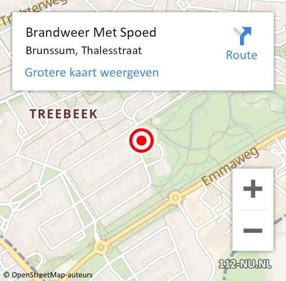 Locatie op kaart van de 112 melding: Brandweer Met Spoed Naar Brunssum, Thalesstraat op 24 juni 2017 11:56