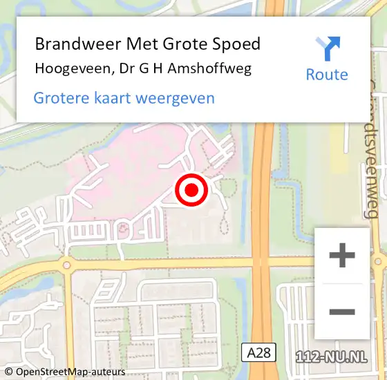 Locatie op kaart van de 112 melding: Brandweer Met Grote Spoed Naar Hoogeveen, Dr G H Amshoffweg op 24 juni 2017 12:11