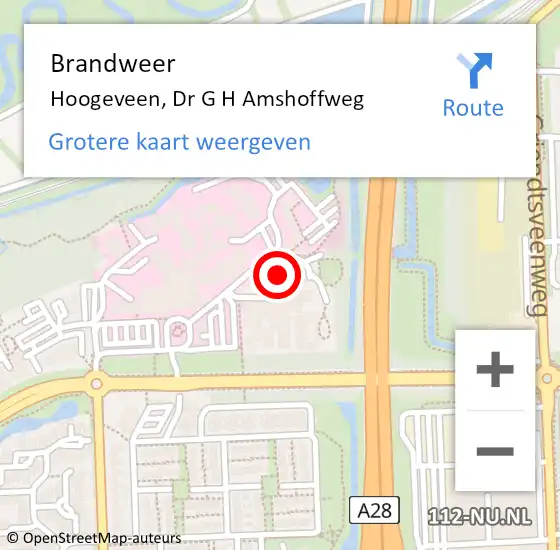 Locatie op kaart van de 112 melding: Brandweer Hoogeveen, Dr G H Amshoffweg op 24 juni 2017 12:12