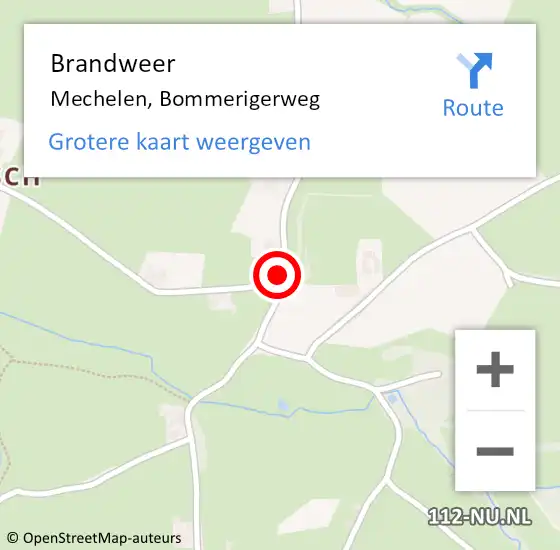 Locatie op kaart van de 112 melding: Brandweer Mechelen, Bommerigerweg op 24 januari 2014 20:29