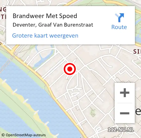 Locatie op kaart van de 112 melding: Brandweer Met Spoed Naar Deventer, Graaf Van Burenstraat op 24 juni 2017 12:24