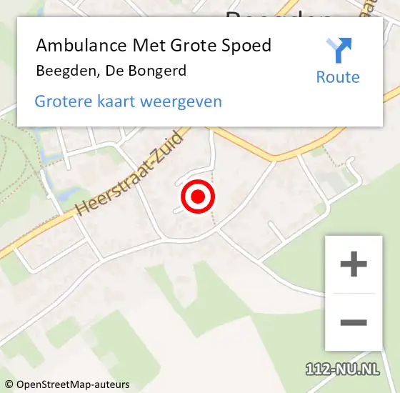 Locatie op kaart van de 112 melding: Ambulance Met Grote Spoed Naar Beegden, De Bongerd op 24 juni 2017 13:02