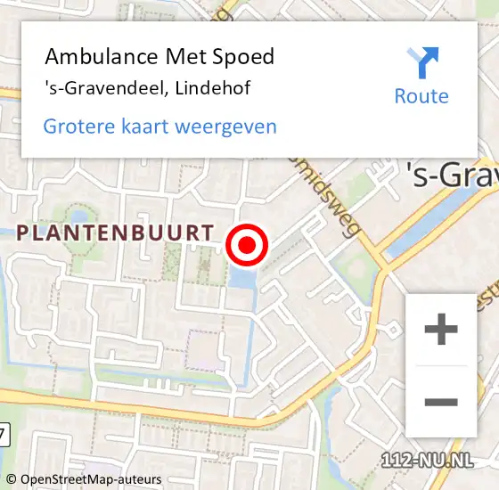 Locatie op kaart van de 112 melding: Ambulance Met Spoed Naar 's-Gravendeel, Lindehof op 24 juni 2017 13:04