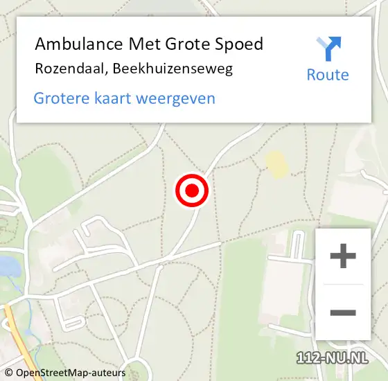 Locatie op kaart van de 112 melding: Ambulance Met Grote Spoed Naar Rozendaal, Beekhuizenseweg op 24 juni 2017 13:13