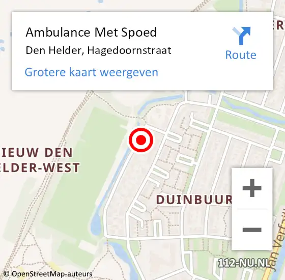 Locatie op kaart van de 112 melding: Ambulance Met Spoed Naar Den Helder, Hagedoornstraat op 24 juni 2017 13:23