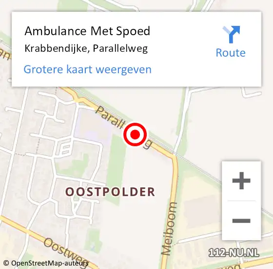 Locatie op kaart van de 112 melding: Ambulance Met Spoed Naar Krabbendijke, Parallelweg op 24 juni 2017 13:38