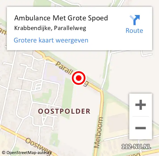 Locatie op kaart van de 112 melding: Ambulance Met Grote Spoed Naar Krabbendijke, Parallelweg op 24 juni 2017 13:39