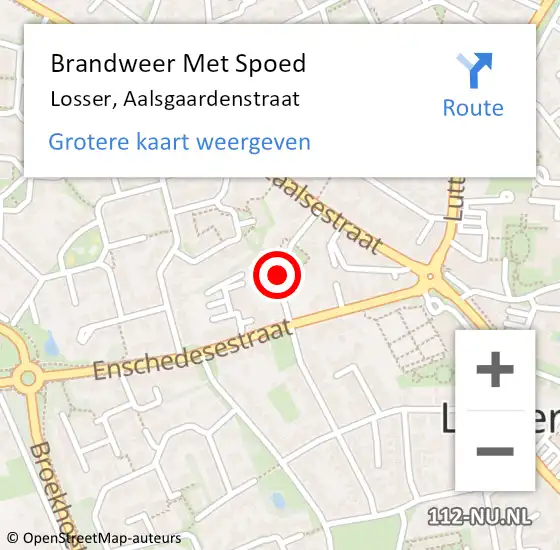 Locatie op kaart van de 112 melding: Brandweer Met Spoed Naar Losser, Aalsgaardenstraat op 24 juni 2017 13:40