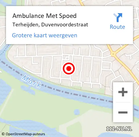 Locatie op kaart van de 112 melding: Ambulance Met Spoed Naar Terheijden, Duvenvoordestraat op 24 juni 2017 13:57