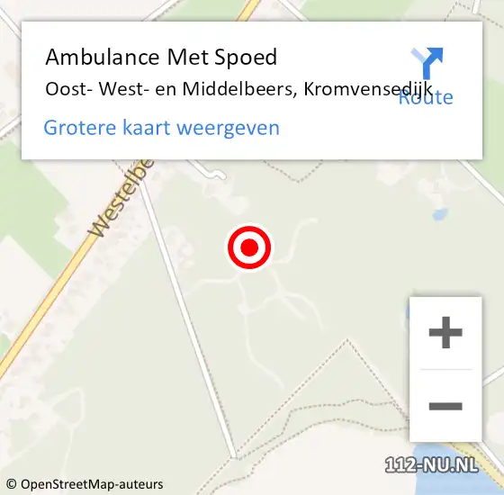 Locatie op kaart van de 112 melding: Ambulance Met Spoed Naar Oost- West- en Middelbeers, Kromvensedijk op 24 juni 2017 14:03