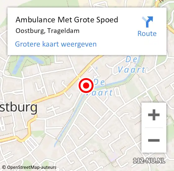 Locatie op kaart van de 112 melding: Ambulance Met Grote Spoed Naar Oostburg, Trageldam op 24 juni 2017 14:50