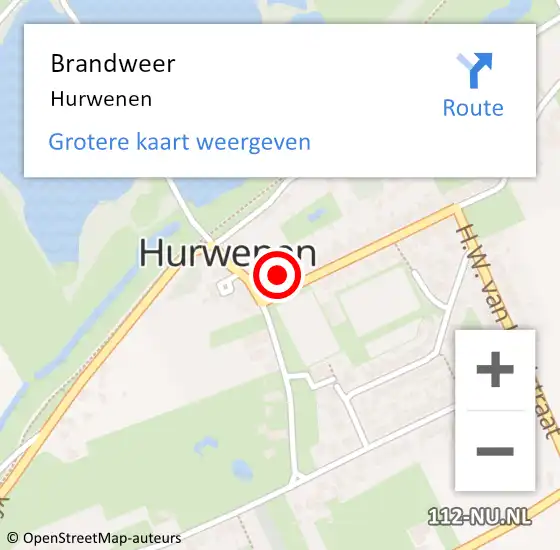 Locatie op kaart van de 112 melding: Brandweer Hurwenen op 24 juni 2017 15:09