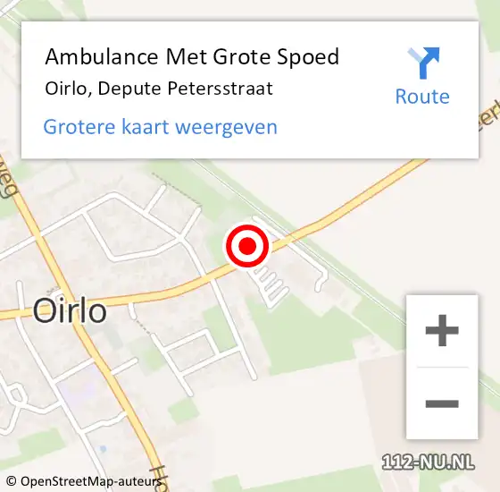 Locatie op kaart van de 112 melding: Ambulance Met Grote Spoed Naar Oirlo, Depute Petersstraat op 20 september 2013 11:02