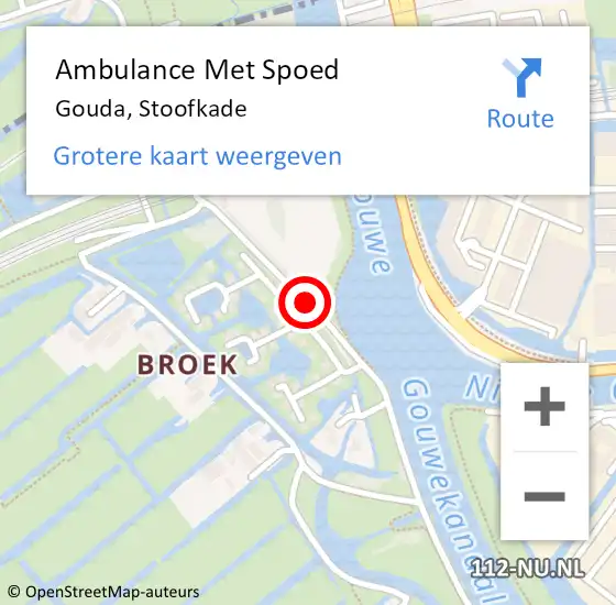 Locatie op kaart van de 112 melding: Ambulance Met Spoed Naar Gouda, Stoofkade op 24 juni 2017 15:35