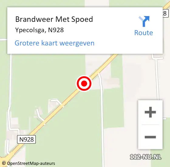 Locatie op kaart van de 112 melding: Brandweer Met Spoed Naar Ypecolsga, N928 op 24 juni 2017 16:13