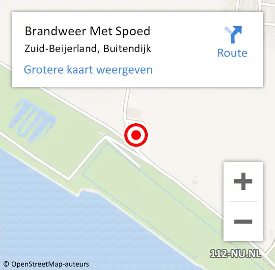 Locatie op kaart van de 112 melding: Brandweer Met Spoed Naar Zuid-Beijerland, Buitendijk op 24 juni 2017 16:49