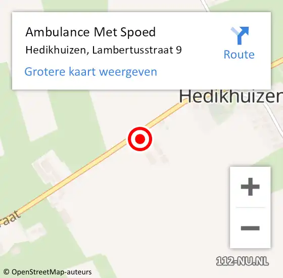 Locatie op kaart van de 112 melding: Ambulance Met Spoed Naar Hedikhuizen, Lambertusstraat 9 op 24 juni 2017 17:48
