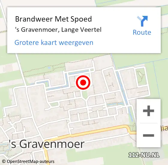 Locatie op kaart van de 112 melding: Brandweer Met Spoed Naar 's Gravenmoer, Lange Veertel op 24 juni 2017 19:27