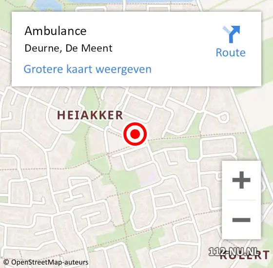 Locatie op kaart van de 112 melding: Ambulance Deurne, De Meent op 24 juni 2017 19:38