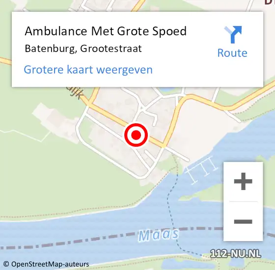 Locatie op kaart van de 112 melding: Ambulance Met Grote Spoed Naar Batenburg, Grootestraat op 24 juni 2017 20:44