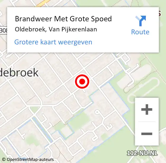 Locatie op kaart van de 112 melding: Brandweer Met Grote Spoed Naar Oldebroek, Van Pijkerenlaan op 24 juni 2017 20:52