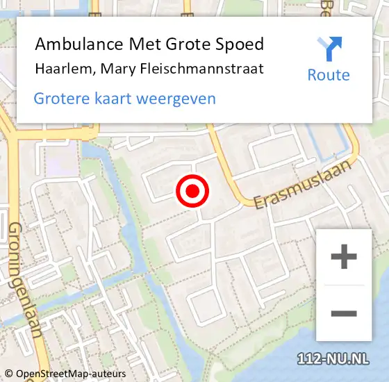 Locatie op kaart van de 112 melding: Ambulance Met Grote Spoed Naar Haarlem, Mary Fleischmannstraat op 24 juni 2017 21:16