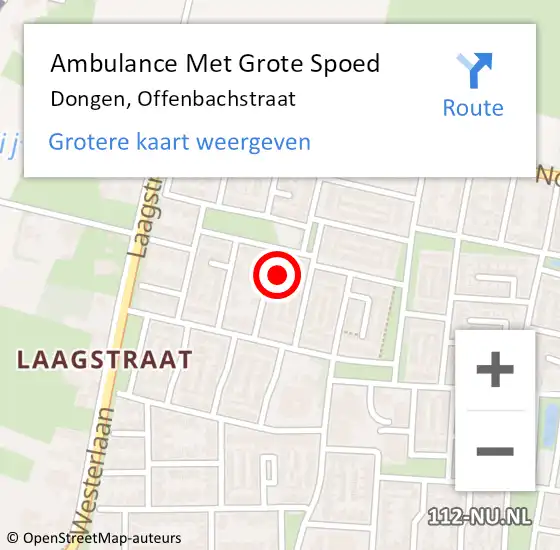 Locatie op kaart van de 112 melding: Ambulance Met Grote Spoed Naar Dongen, Offenbachstraat op 24 juni 2017 21:28