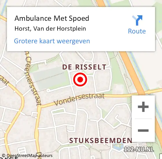 Locatie op kaart van de 112 melding: Ambulance Met Spoed Naar Horst, Van der Horstplein op 24 januari 2014 21:33