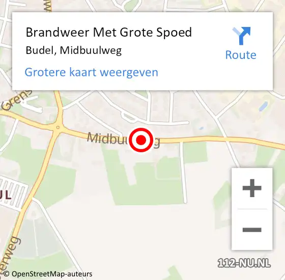 Locatie op kaart van de 112 melding: Brandweer Met Grote Spoed Naar Budel, Midbuulweg op 24 juni 2017 22:18