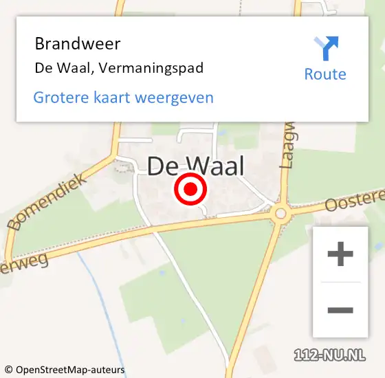 Locatie op kaart van de 112 melding: Brandweer De Waal, Vermaningspad op 24 juni 2017 22:21