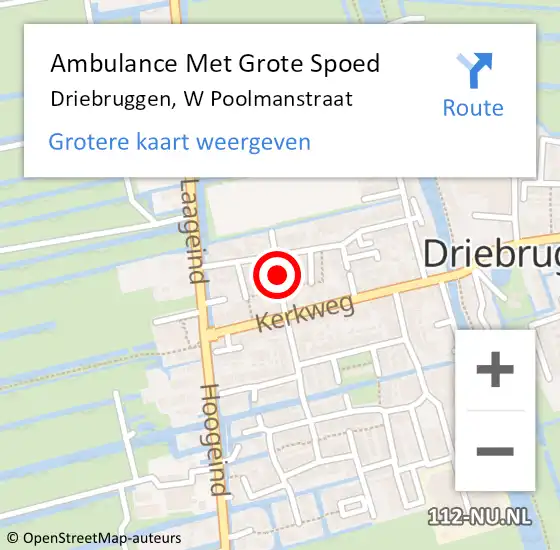 Locatie op kaart van de 112 melding: Ambulance Met Grote Spoed Naar Driebruggen, W Poolmanstraat op 24 juni 2017 22:44