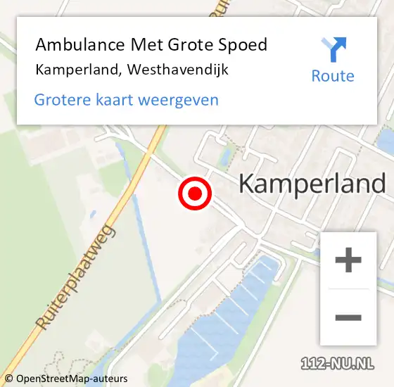 Locatie op kaart van de 112 melding: Ambulance Met Grote Spoed Naar Kamperland, Westhavendijk op 24 juni 2017 23:11