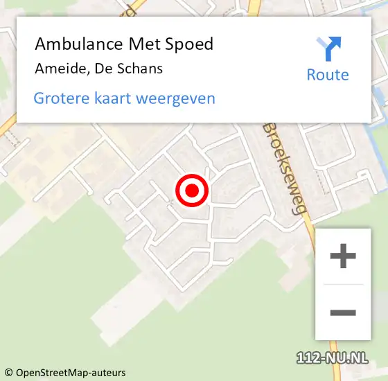 Locatie op kaart van de 112 melding: Ambulance Met Spoed Naar Ameide, De Schans op 24 juni 2017 23:16