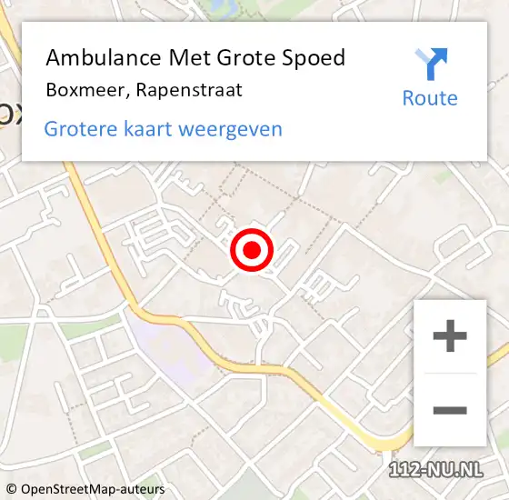 Locatie op kaart van de 112 melding: Ambulance Met Grote Spoed Naar Boxmeer, Rapenstraat op 25 juni 2017 00:08