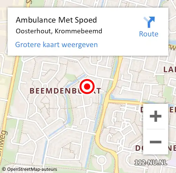 Locatie op kaart van de 112 melding: Ambulance Met Spoed Naar Oosterhout, Krommebeemd op 25 juni 2017 00:53