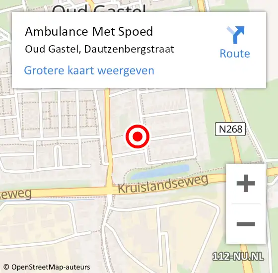 Locatie op kaart van de 112 melding: Ambulance Met Spoed Naar Oud Gastel, Dautzenbergstraat op 25 juni 2017 02:29