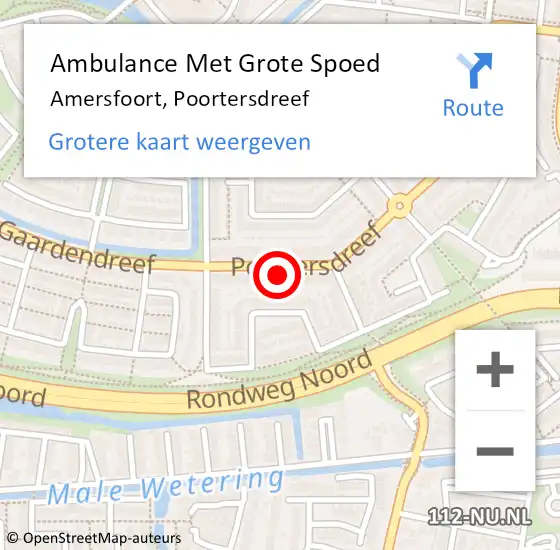 Locatie op kaart van de 112 melding: Ambulance Met Grote Spoed Naar Amersfoort, Poortersdreef op 25 juni 2017 03:49