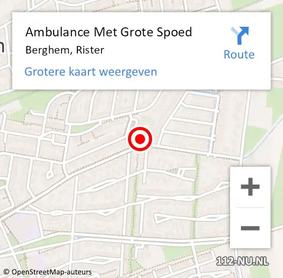 Locatie op kaart van de 112 melding: Ambulance Met Grote Spoed Naar Berghem, Rister op 25 juni 2017 04:36