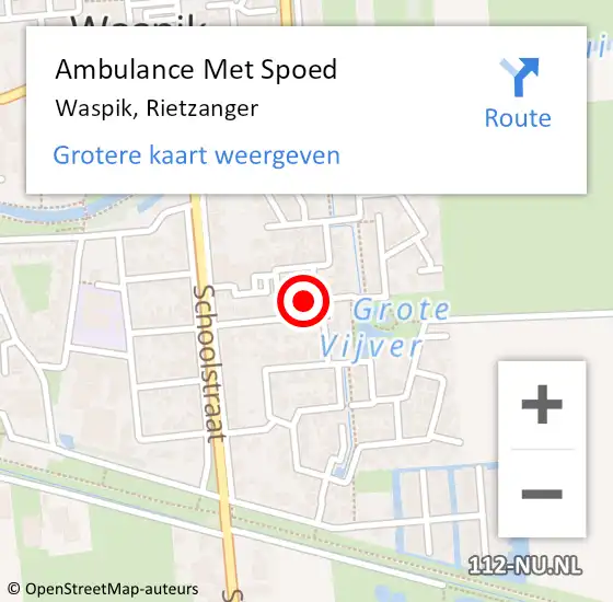 Locatie op kaart van de 112 melding: Ambulance Met Spoed Naar Waspik, Rietzanger op 25 juni 2017 05:38