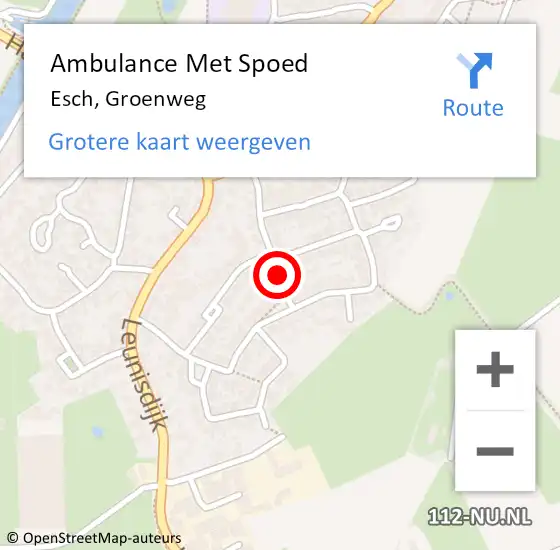 Locatie op kaart van de 112 melding: Ambulance Met Spoed Naar Esch, Groenweg op 25 juni 2017 05:49